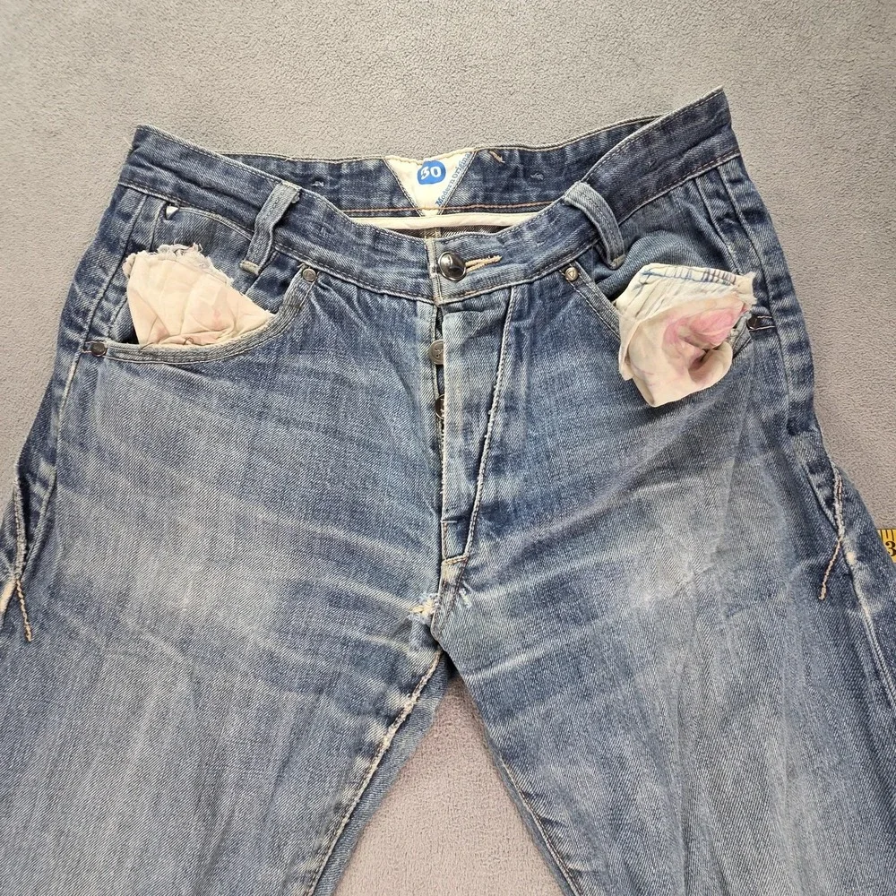 Levis Jeans Mens Selvedge Blue Light Altered‎ Hem Whiskers Honeycomb Fits 29x32